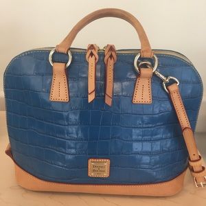 Dooney & Bourke Croco Ocean Blue Zip Zip Satchel